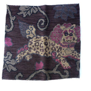 Schumacher KHOTAN WEAVE fabric 16.5" square Aubergine Brown Purple Pink Sample